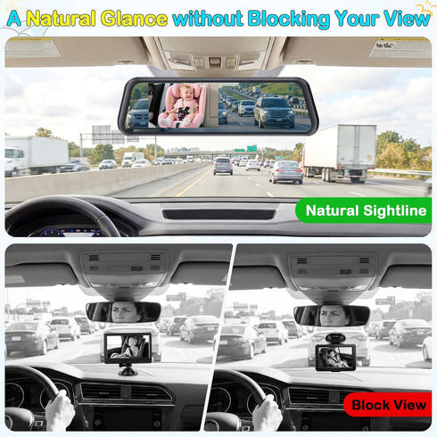 Thybro 1080P 4.3" 19.7ft 3-Row Baby Car Mirror Camera: Rearview Mirror Monitor - See Baby and Rear Traffic at Once