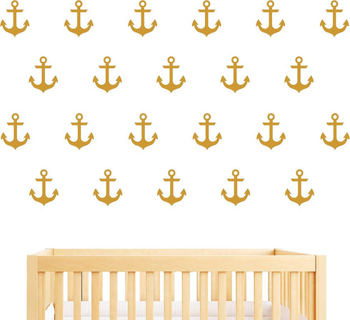 Nautical Anchor Wall Decal - Removable Vinyl Stickers for Baby Kids Bedroom Nursery Decoration A07 (Dumb Gold)
