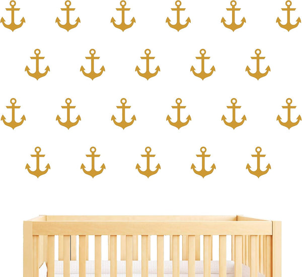 Nautical Anchor Wall Decal - Removable Vinyl Stickers for Baby Kids Bedroom Nursery Decoration A07 (Dumb Gold)