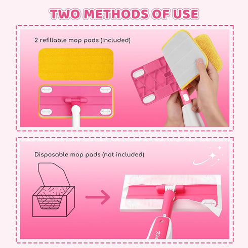 Bluocean 30 Inch, 420ml Set Kids Spray Mop - Large Water Tank, Effective Cleaning Tool & Fun Montessori Toy, Pretend