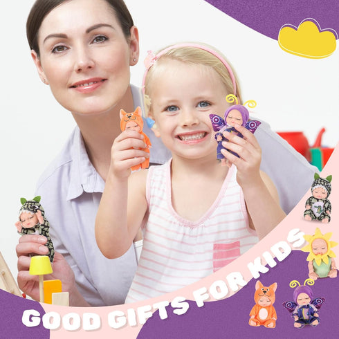 Hanaive 4 Pcs 4 Inch Mini Baby Dolls, Lifelike Realistic Tiny Babies Gifts for Kids Birthday