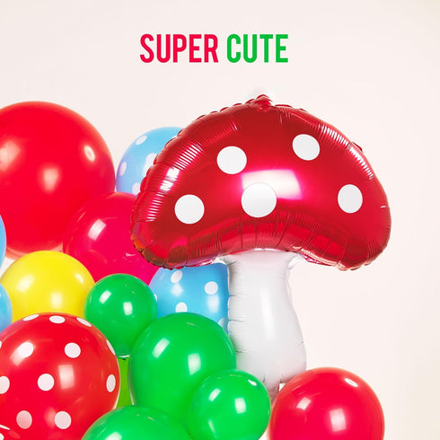 Red Blue Green Yellow Balloon Garland Kit 130Pcs with Cloud Mushroom Star Balloons for Party Decorations