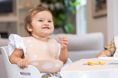 Set Waterproof Silicone Bib and Mat for Babies and Toddlers - Adjustable and BPA Free