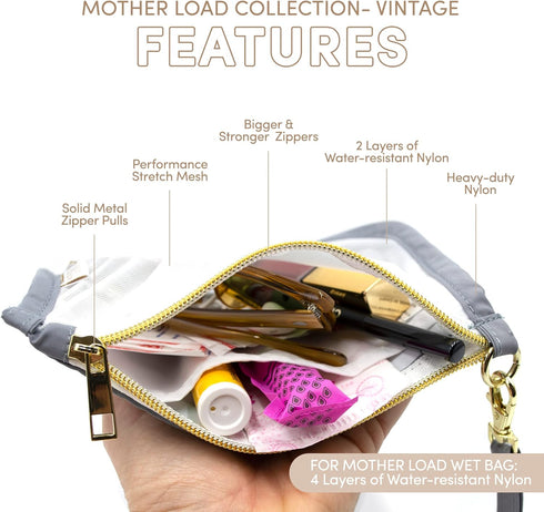 Mother Load Durable Diaper Bag Organizer Pouches - Nylon & Mesh Design
