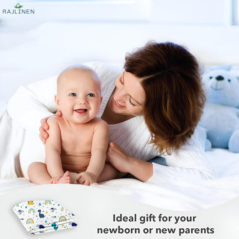 Pack 2, 52x28x8 Inches Rajlinen Crib Fitted Sheet of Microfiber Baby Sheets for Standard Crib and Toddler Mattress