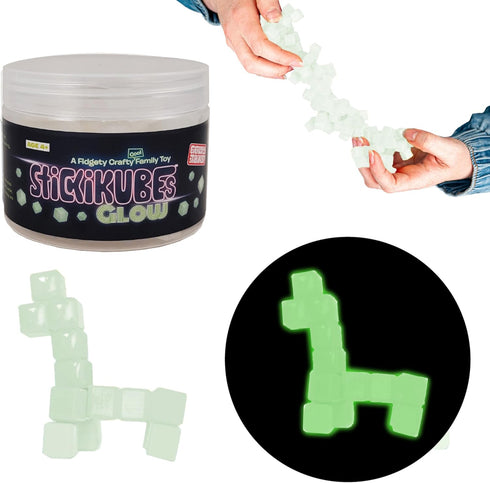 KOMARC GAMES StickiKubes, Mini Stacking Cubes That Stick to Anything, Non Toxic Kid Safe Sticky Blocks, 125 Cubes