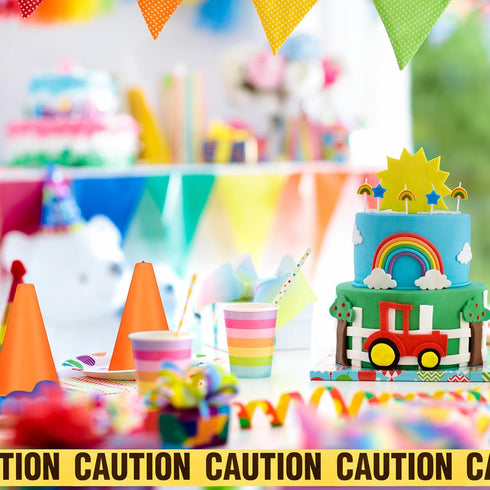 11 Set Decor(9 Inch Frienda Pcs Construction Birthday Party Decorations with Mini Traffic Cones and Caution Tape
