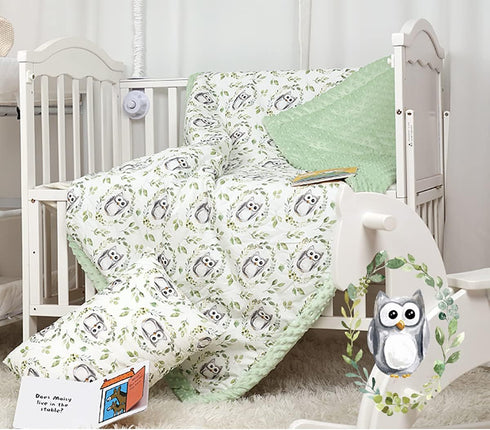 Owl Leaf Wreath Printed Baby Receiving Blanket,29.5" x 47.2" Plush Blanket with Double Layer Dotted Backing, Cozy Minky Fleece Blanket Reversible Newborn Boys Girls Nursery Stroller Crib Baby Blanket by illikkuyax