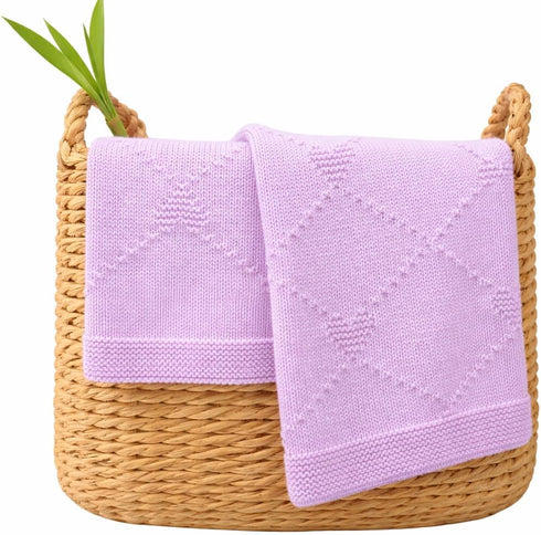 Cotton Baby Blanket with Heart Patter Soft Breathable Newborn Blanket for Boys