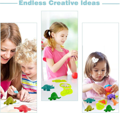Yiklucg 18 Set 15 3-4-8 Unleash Creativity with Unique Dino and Animal Molds Dough Toys Dough Accessories Whit .Ideal