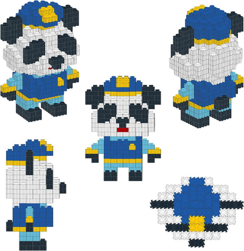 Larcele Micro Building Blocks Animal Set, DIY Mini 3D Building Toy Bricks, 339 Dots KLJM-10 Police Panda