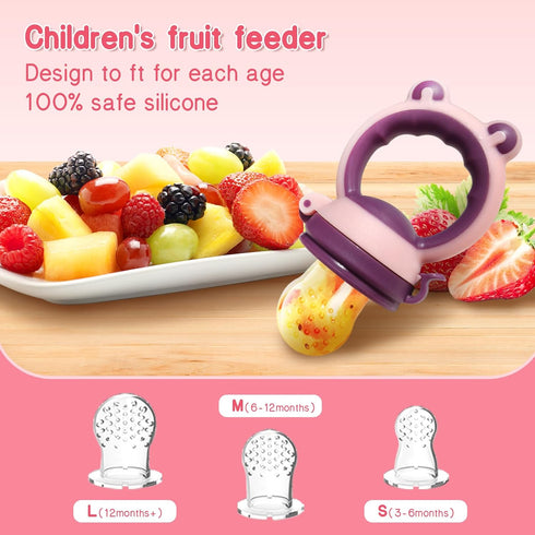 3-24 3 2-Pack Baby Fruit Food Feeder Pacifier - Fresh Food Feeder, Infant Fruit Teething Teether Toy for Months, Pcs