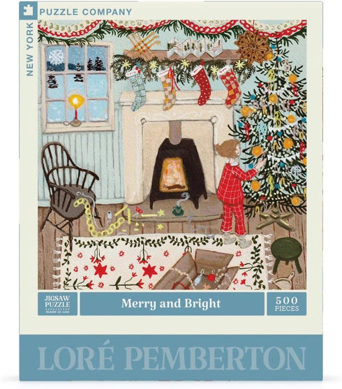 500 New York Puzzle Company - Lor Pemberton Merry and Bright - Piece Jigsaw Puzzle for Family Game Nights by Lor