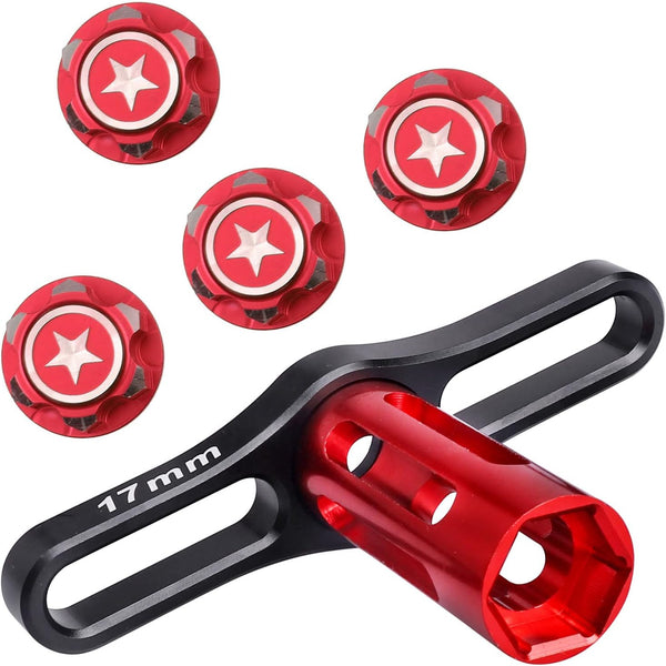 17mm Wheel Nuts & Wheel Wrench Tool for Traxxas Maxx WideMaxx E Revo 2.0 Summit T Maxx RC Monster Truck Red