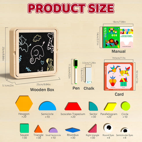 Set 248 4-8, 4 5 6 7 8 Wooden Magnetic Pattern Block with Cards & Pen, Pcs Montessori Creative Magnetic Puzzle Toys
