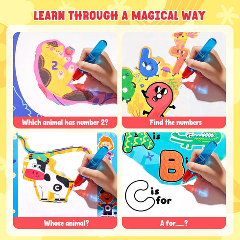 2 Packs 3-5, 28 JoyCat Reusable Water Coloring Book for Toddlers Pages Alphabet & Number Tracing Magic Water Drawing