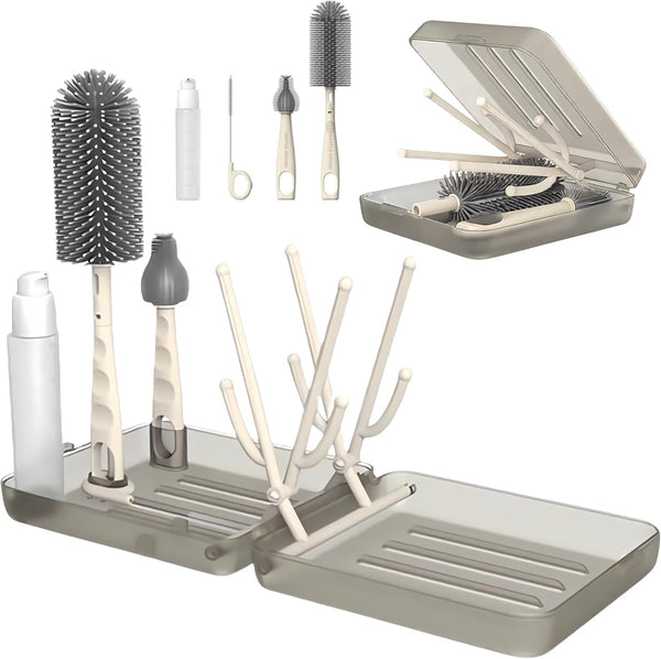 Bottle Brush Set Cleaner Silicone Brushes - Premium Food-Grade Silicone - Travel