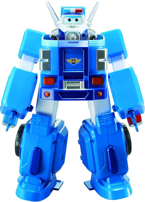 Super Wings 7" Paul's Police Cruiser with 2" Transform-a-Bot Paul Mini Figure, Fun Preschool Toy Plane