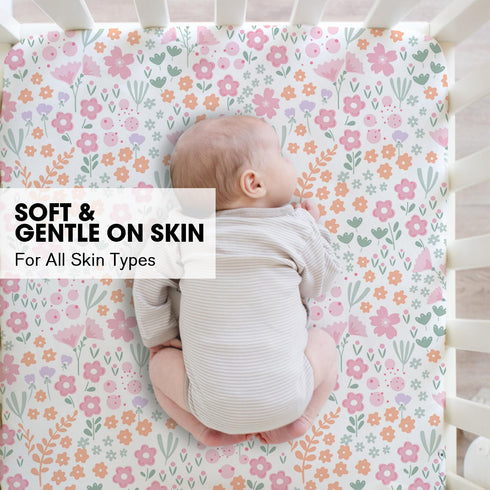 2 Pack, 52"x28"x8", Little Grape Land Crib Sheets Microfiber Fitted Crib Sheet for Standard Crib Mattress Soft