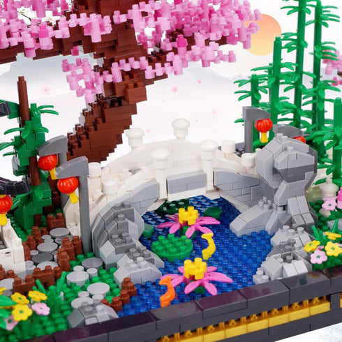 TzFioy Set (2805 Japanese Zen Garden Micro Brick Building Pieces) Tranquil Garden Model Educational Toy Gift for Kids