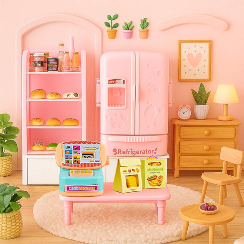 180 Pcs Dollhouse Furniture Miniature Kitchen Accessories Mini Shopping Cart Metal Trolley Basket Food Drink Toy