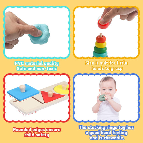 6-12 Months,1 Old,8 1 Set 12-18 Montessori Toys for Babies Year in Learning Educational Wooden Sensory Toys for Baby