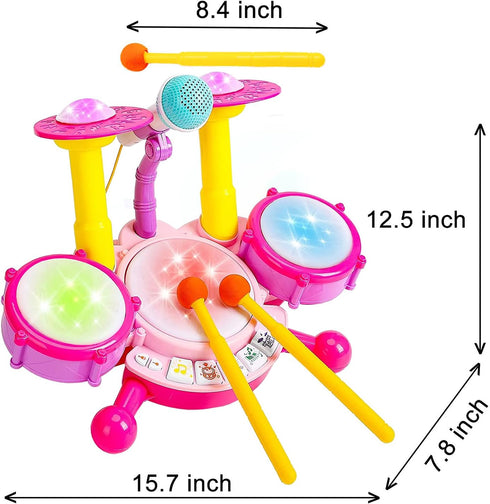Set Pink Drum for Girls Toddler Musical Instrument Kit
