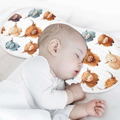 KEIGE 2Pcs Girls,11x22in,A110858 Cute Highland Cow Pattern Burp Cloth,Unisex Large Absorbent Soft Cotton Muslin Burping