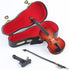 Dselvgvu Wooden Miniature Violin with Stand, Bow & Case - Mini Musical Instrument Dollhouse Model Decoration
