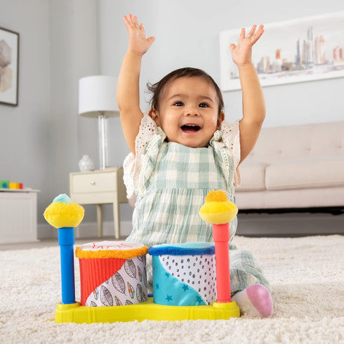 Set 12 Lamaze Squeeze Beats First Drum - Baby Sensory Toy Includes Funny Animal Sounds - Colorful Baby Musical Toys