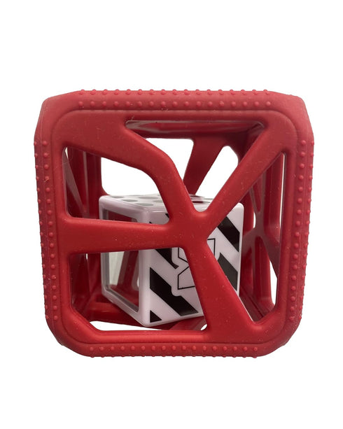 Pack: Malarkey Kids Holiday Gift Munch Mitt and Chew Cube Duo - Perfect Teething Treats for Babies and Toddlers - Red