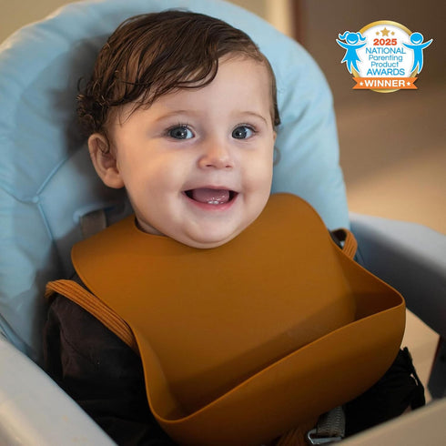 Moonkie Silicone Baby Bibs Set Of 2, BPA Free Waterproof Adjustable Bibs for Babies & Toddlers (Ether/Muted)