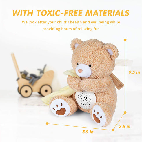 BEREST Baby Sleep Soother Bear, Mom's Heartbeat & Lullabies White Noise Machine, Nursery Decor Night Light Projector