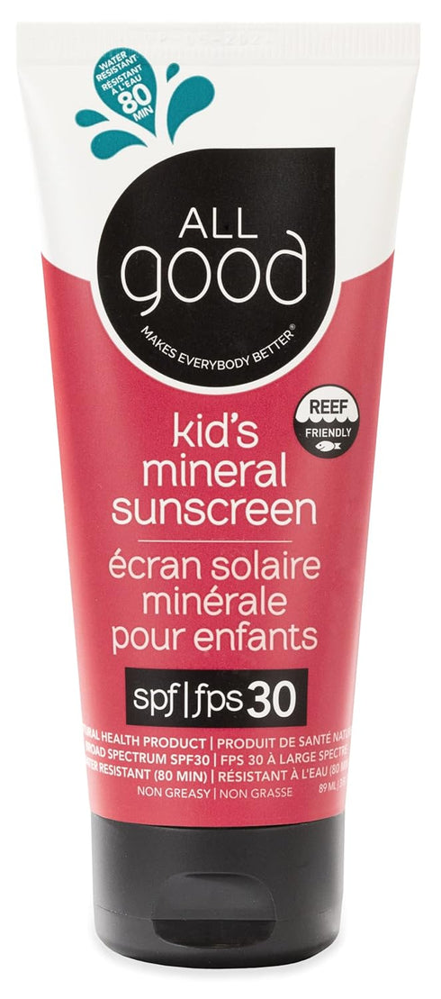 All Good Baby & Kids Sunscreen Lotion for Face & Body - SPF 30, UVA/UVB Broad Spectrum, Zinc Oxide, Water Resistant, 3