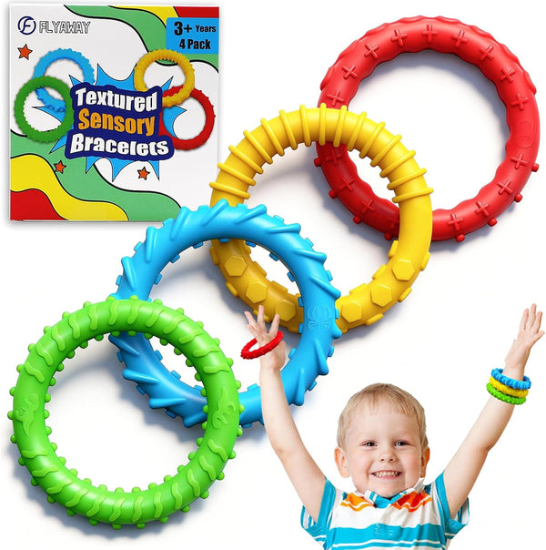 Flyaway Fidget Bracelet for Kids 4 Pack, Chew Bracelet for Sensory Kids