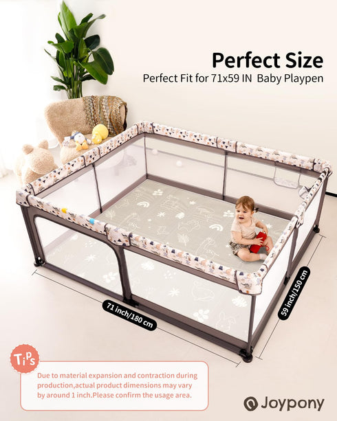 71x59 Inch Tummy Joypony Baby Play Mat, Foldable Play Mats for Babies and Toddlers, Waterproof & Anti-Slip Portable