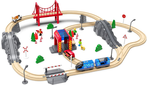 LiBoon Pack, Set, 3 Wooden Train Track Expansion Train Accessories of City Fire Station Compatible for All Major Brands