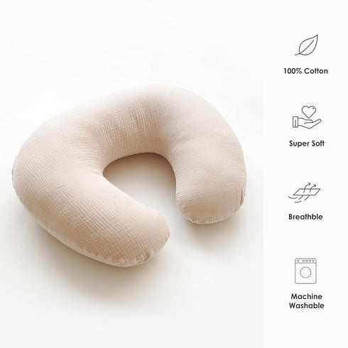 2-Pack 100% MairMore Muslin Nursing Pillow Covers, Breathable Cotton Breastfeeding Pillow Slipcovers for Standard