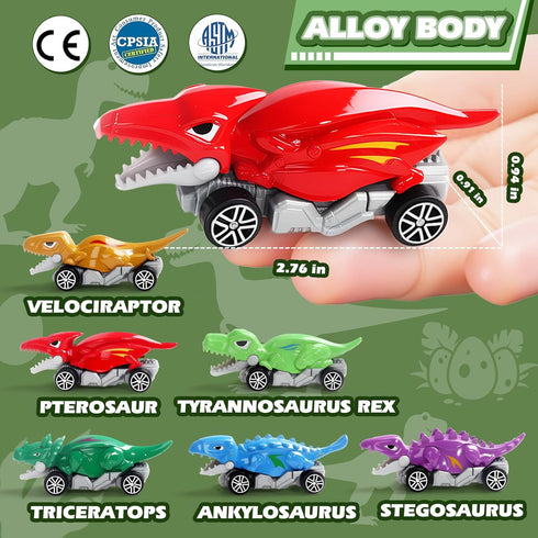 3-5 6 3 4 5 6 7 Fajiabao Dinosaur Toys for Kids Pcs Mini Alloy Body Dinosaur Toys Cars Friction Powered Car Toys