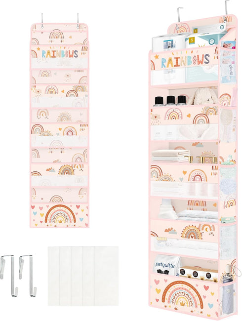 Clastyle Boho Rainbow Baby Clothes Diaper Over the Door Organizer Kid Pink
