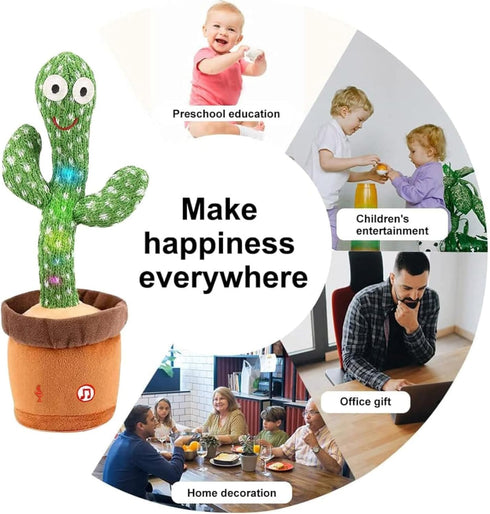 MIAODAM Dancing Cactus, Talking Baby Toy that Repeats Words, Plush Interactive Toy Singing 100 Songs for Kids and Adults