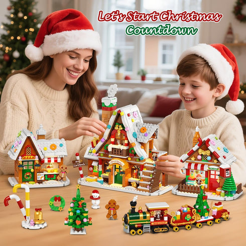 2025 Set 24 Countdown 12+ INSOON Advent Calendar Gingerbread House Mini Building with Light, Days Christmas Village