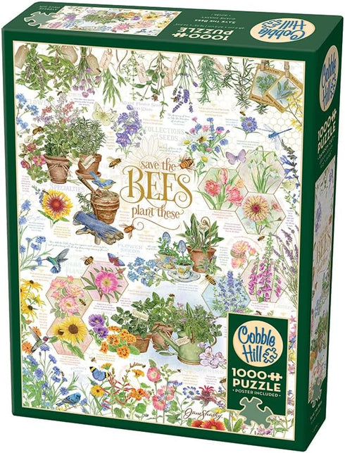 Cobble Hill 1000 Piece Puzzle - Save The Bees with Sample Poster Included
