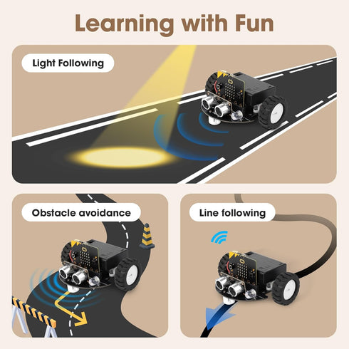812 12-16, V2, ACEBOTT Robotics for Kids Ages Smart Robot Car Kit Compatible with BBC Micro:bit STEM Toys Coding Robot