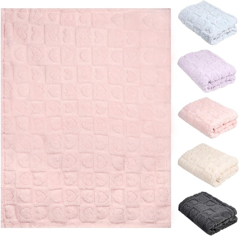 BYKOSY 5 30"x40" Pcs Baby Blanket Heart Checkered Ultra Soft Gift-Ready Plush for Newborns, Nursery & Stroller Beige