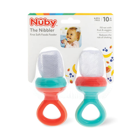 Nuby Nibbler Mesh First Soft Foods Feeder - 2pk in Coral & Aqua