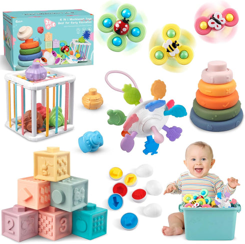 Plunack 6 in 1 Baby Toys 6 to 12 Months, Montessori Toy