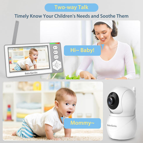 Baby Ganibs 4.3'' 1000ft 30-Hour 2-Way Baby Monitor with Camera and Audio, Video Baby Monitor with Long Range