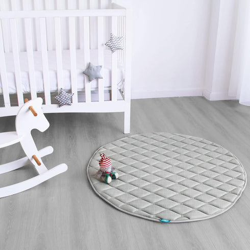 4040, Biloban Foam Play Mat Muslin One-Piece Crawling Mat for Baby & Toddler to Play on Floor, Non Slip, Grey