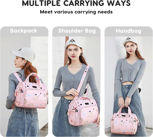 SONARIN Mommy Multifunctional Diaper Bag, Lightweight Waterproof Travel Nappy Changing Tote Shoulder Bag (Pink)